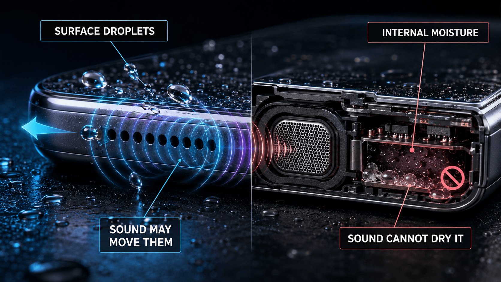 How to get water out of your phone speaker using sound waves to move surface droplets away from the external grille