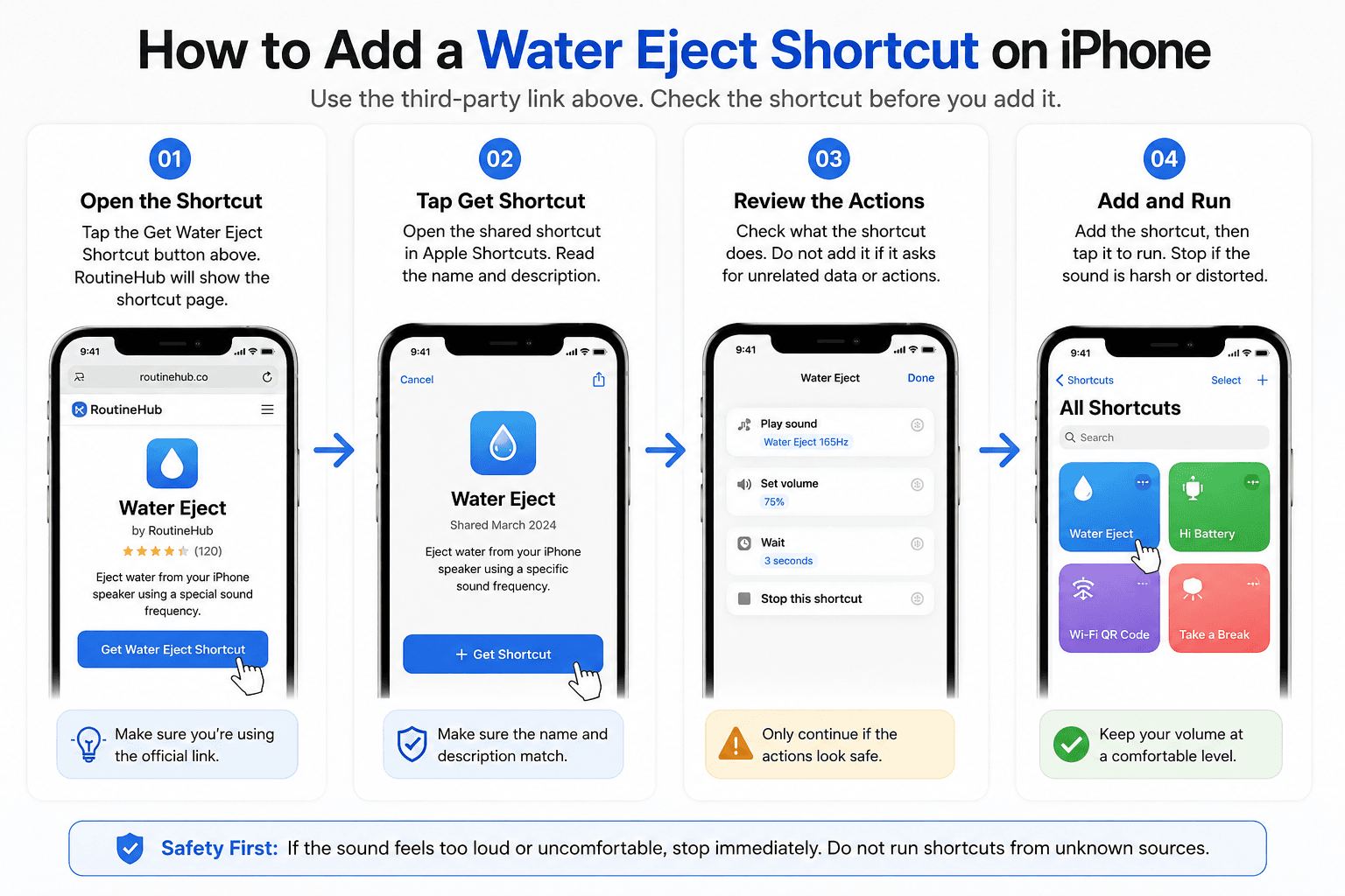 Water Eject Shortcut for iPhone speaker using sound vibrations Water Eject Shortcut for iPhone speaker using sound vibrations